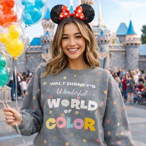 Disney 100 Wonderful World of Color Confetti Sweatshirt XL Cropped